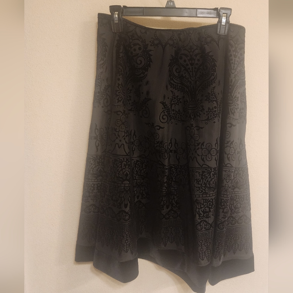 Black velvet midi skirt